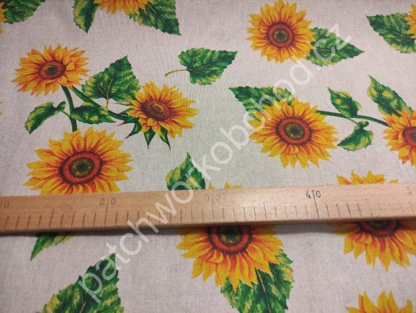 Dekorační látka - drobné růžičky žluté (1)