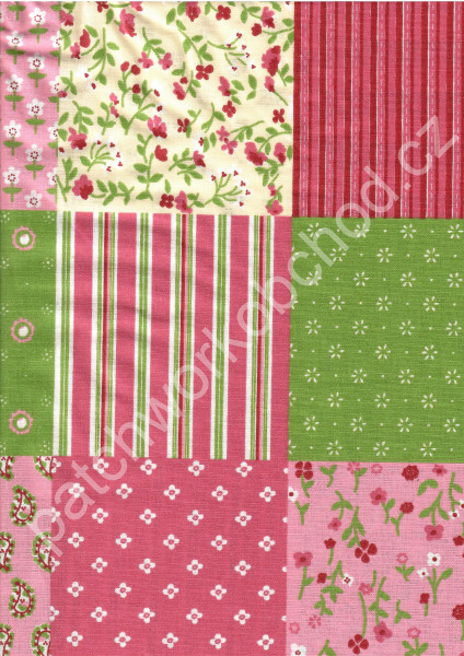 Plátno - falešný patchwork modrý (1)