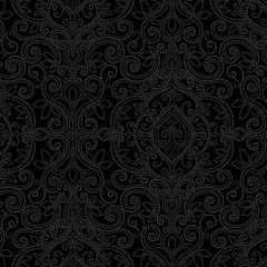 A Americké plátno -Dottes Damask - černá n černé 100% bavlna 2569 12