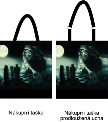 Panel k ušití  - nákupní taška/nákupní taška s prodluženými uchy - výběr z variant  - Šachová hra Kočárkovina - odkaz k fotonávodu v popisu produktu