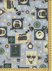 Sovy zelené na šedé - vánoční